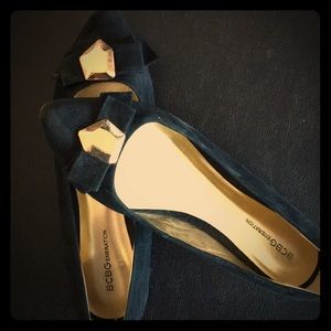BCBG Generation Bow and Gold Detail Flats